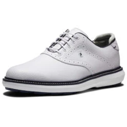 FootJoy FJ Traditions Spikeless 57927 Golf Shoes -Optimal Golf Store FootJoy FJ Traditions Spikeless Shoes White Navy 5