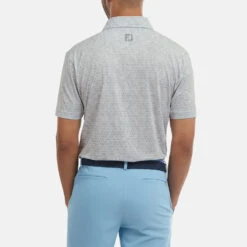 FootJoy Digital Camo FJ Print Lisle Golf Polo Shirt -Optimal Golf Store FootJoy SS22 Digital Camo FJ Print Lisle Golf Polo Shirt Grey 88438 Front model 3