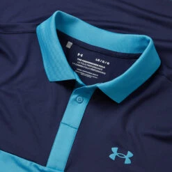 Under Armour Performance 3.0 Colour Block Golf Polo Shirt -Optimal Golf Store Under Armour SS23 Performance 3.0 Colour Block Polo Shirt 1377375 433 SHUND315 S Glacier Blue Midnight Navy Glacier Blue Detail